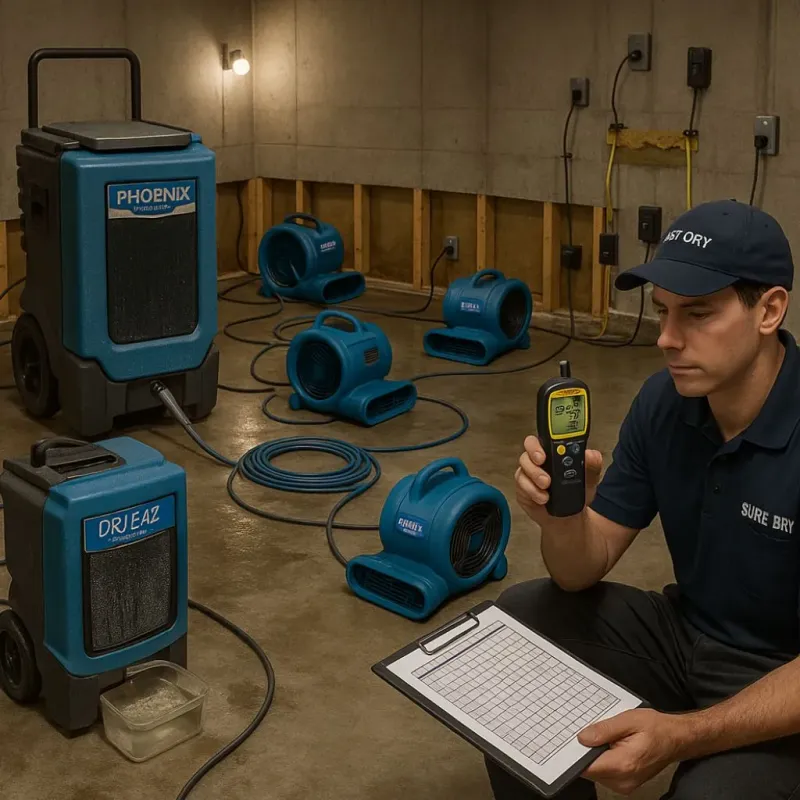 Structural Drying and Dehumidification process in Hollis Center, ME